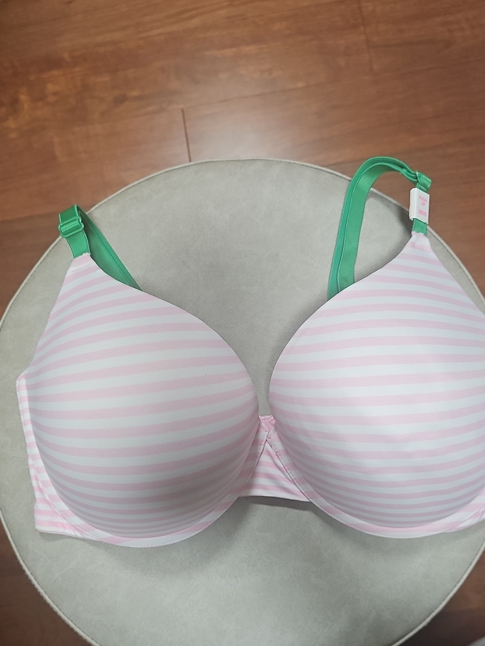 PINK Victoria's Secret Pink & Green Striped Padded T-Shirt Bra